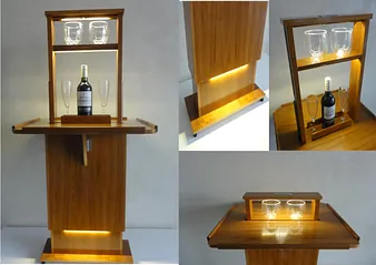 Pop-up bar in tafel 60x60 incl. led verlichting 